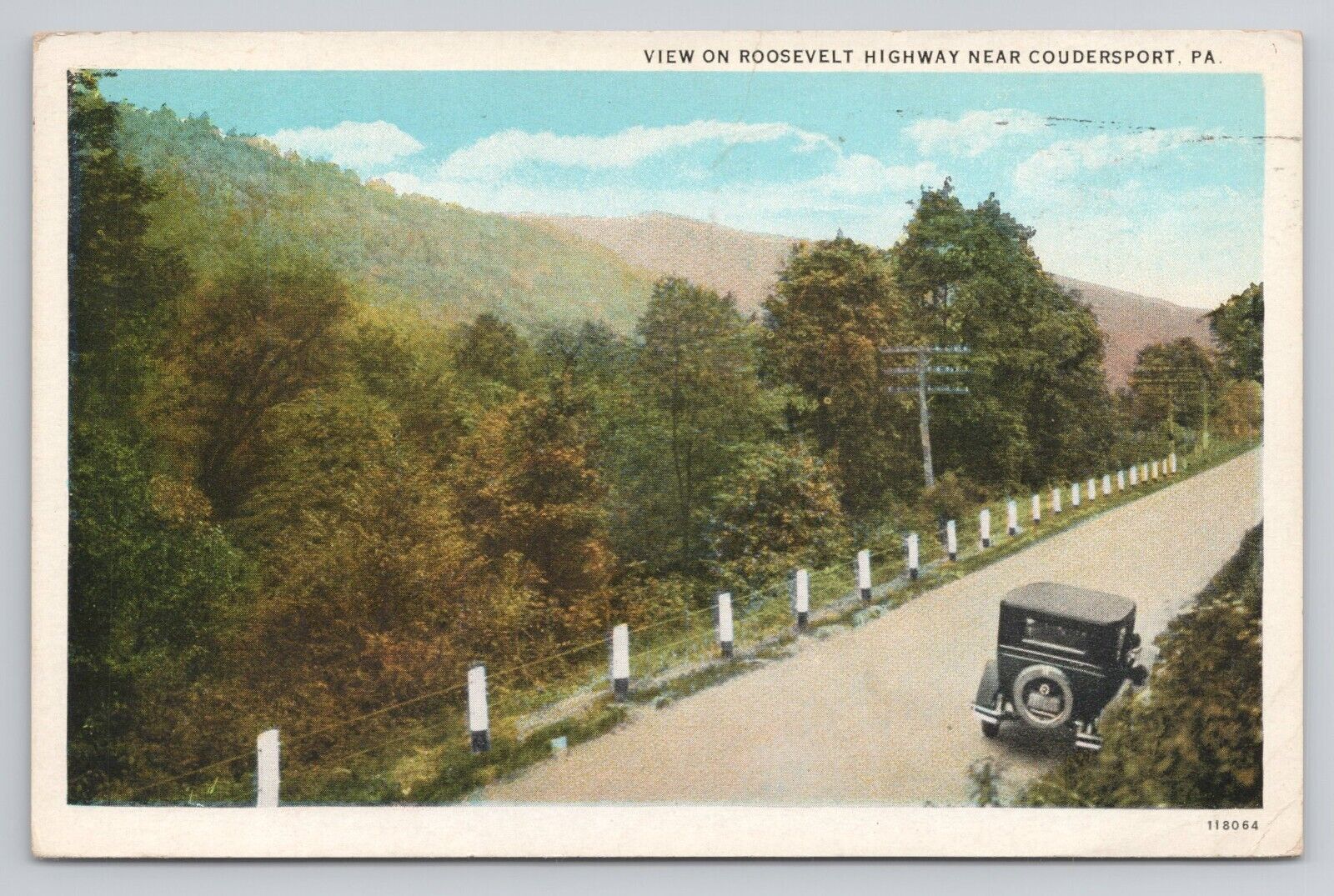 Postcard View On Roosevelt Highway Near Coudersport Pennsylvania 1934