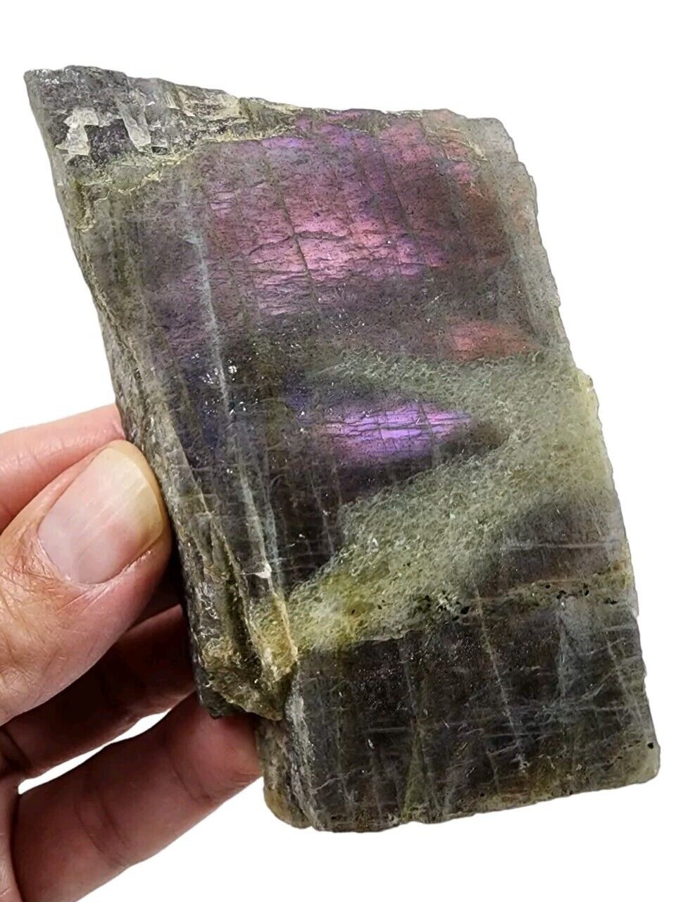 Labradorite Purple End Slab Polished Face Madagascar 128 grams.
