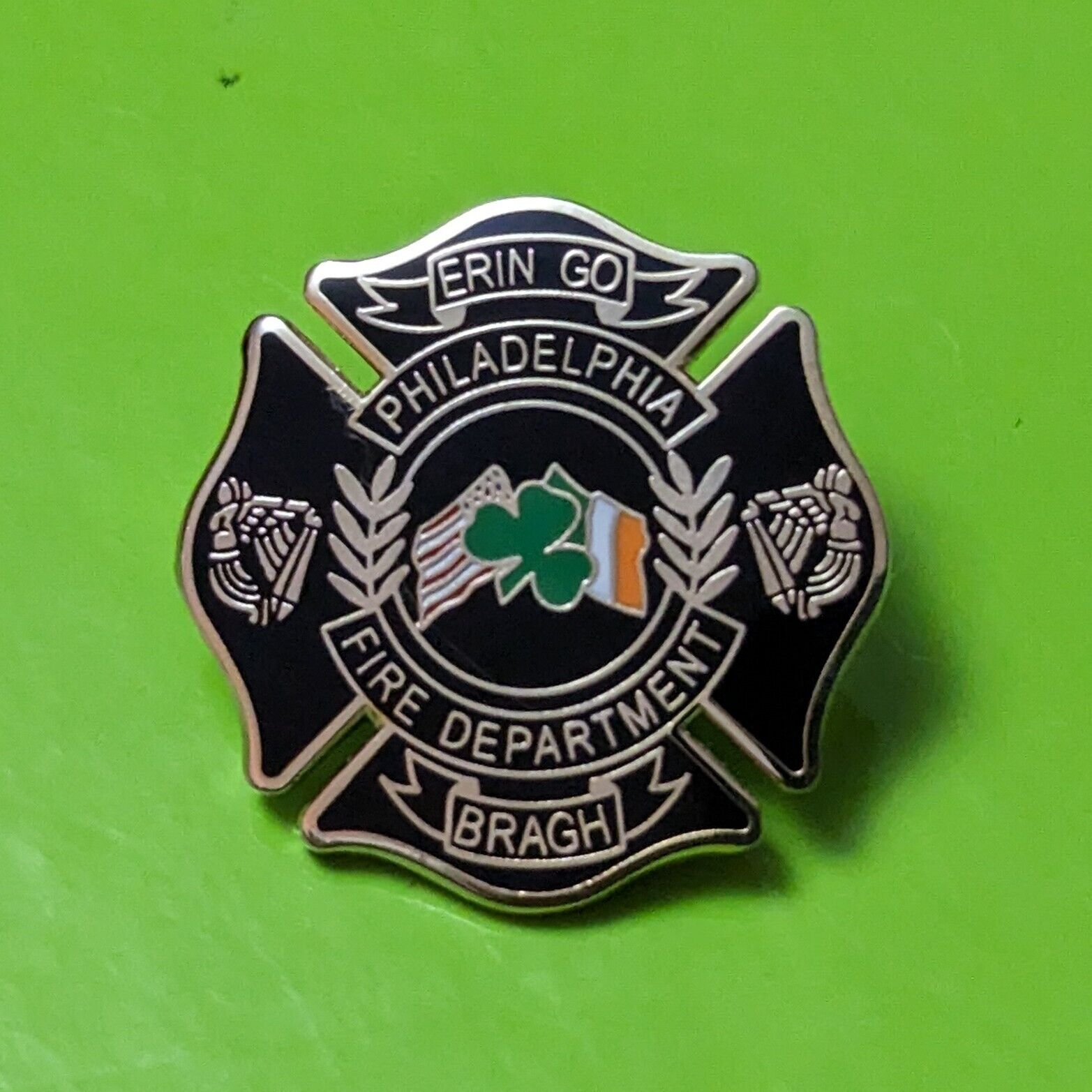 Philadelphia Fire Department Erin Go Bragh Enamel Badge 