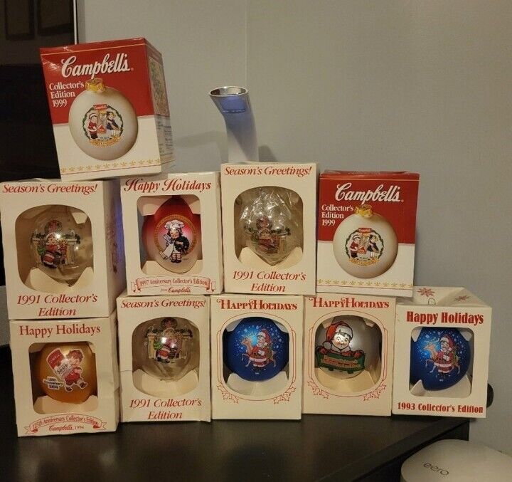 Vintage lot of Campbell\'s Soup Kids Glass Bulb Christmas Ornament