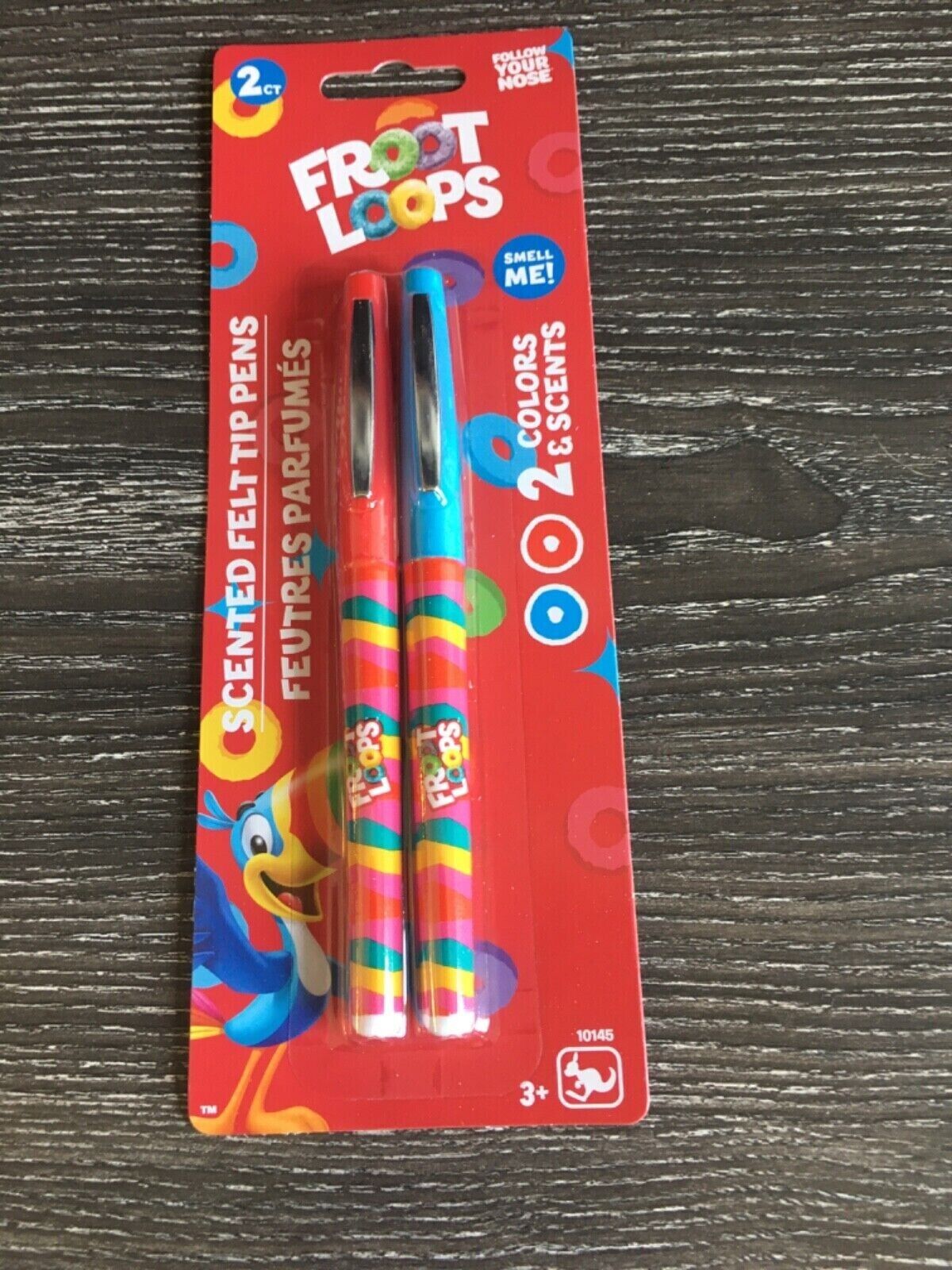 NEW FROOT LOOPS SCENTED PENS 2 CEREAL SCENTED FELT TIP PENS RED & BLUE