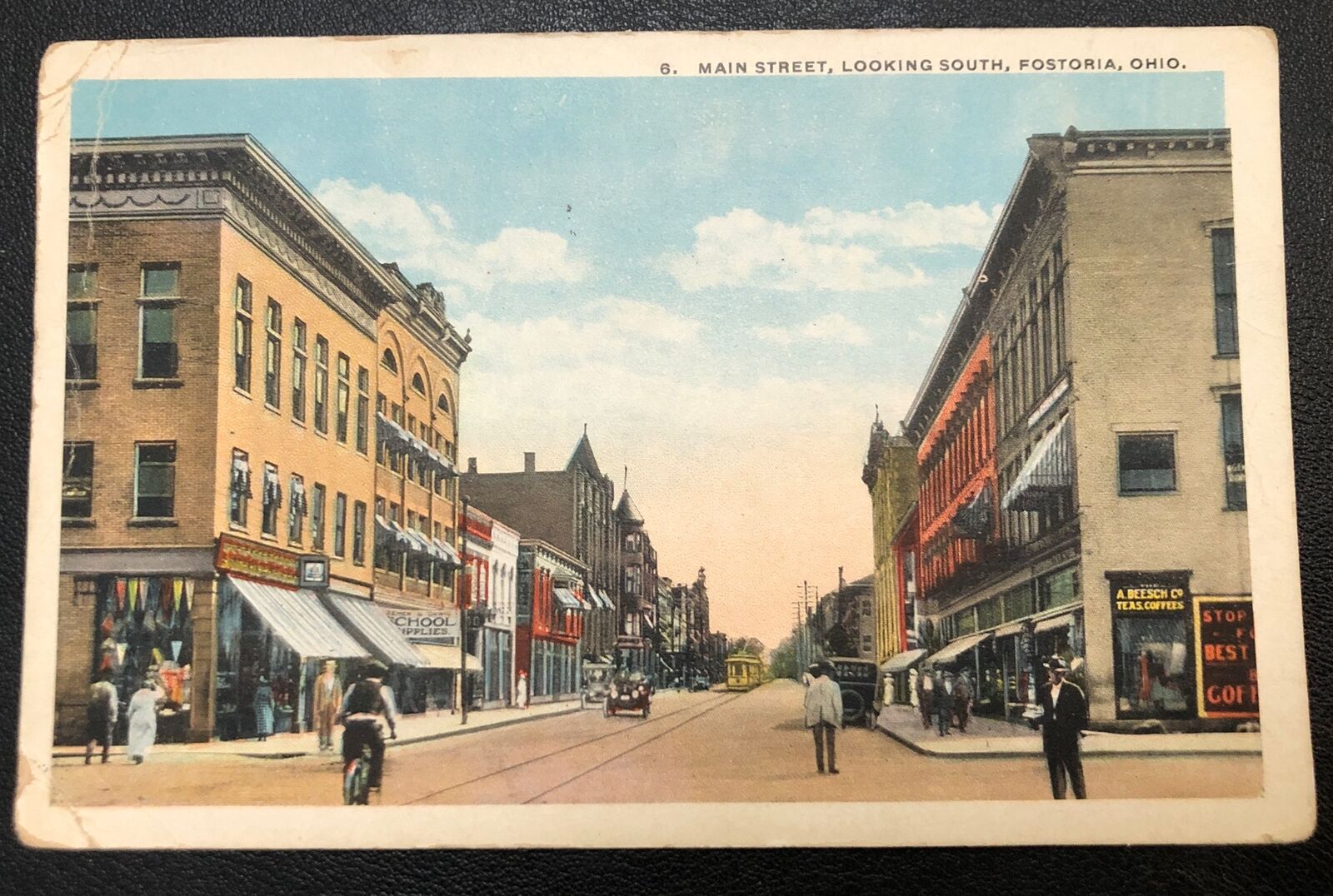 Main Street Looking South Fostoria Oh Ohio Town View Vintage Postcard MM6