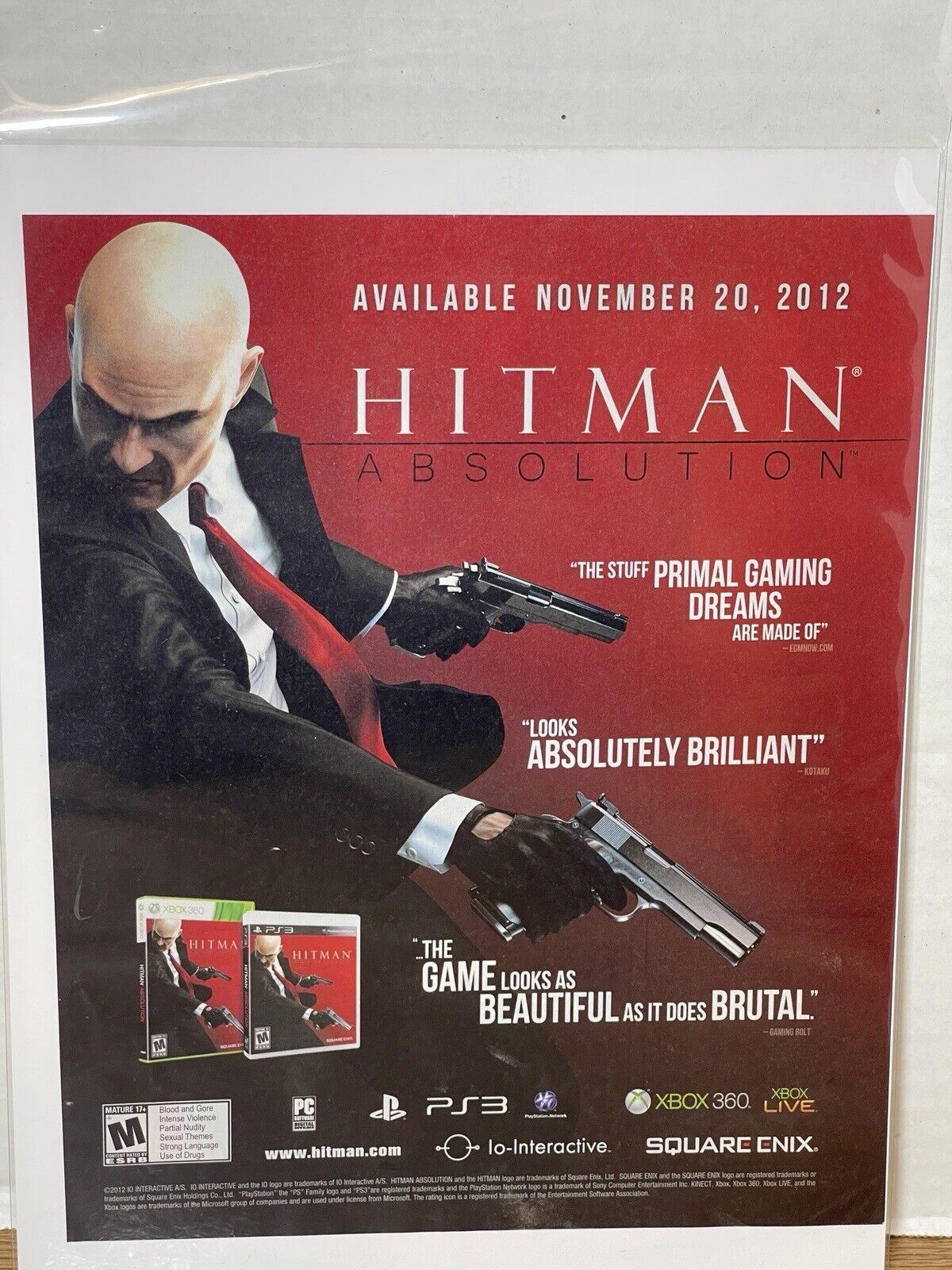 2012 Hitman Absolution Print Ad/Poster Xbox 360 PlayStation 3 Game Promo Art  B