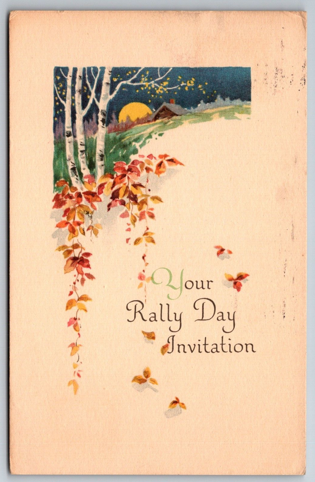 Rally Day Invitation 1927 Philadelphia Bethlehem PA Pennsylvania Moon  Postcard