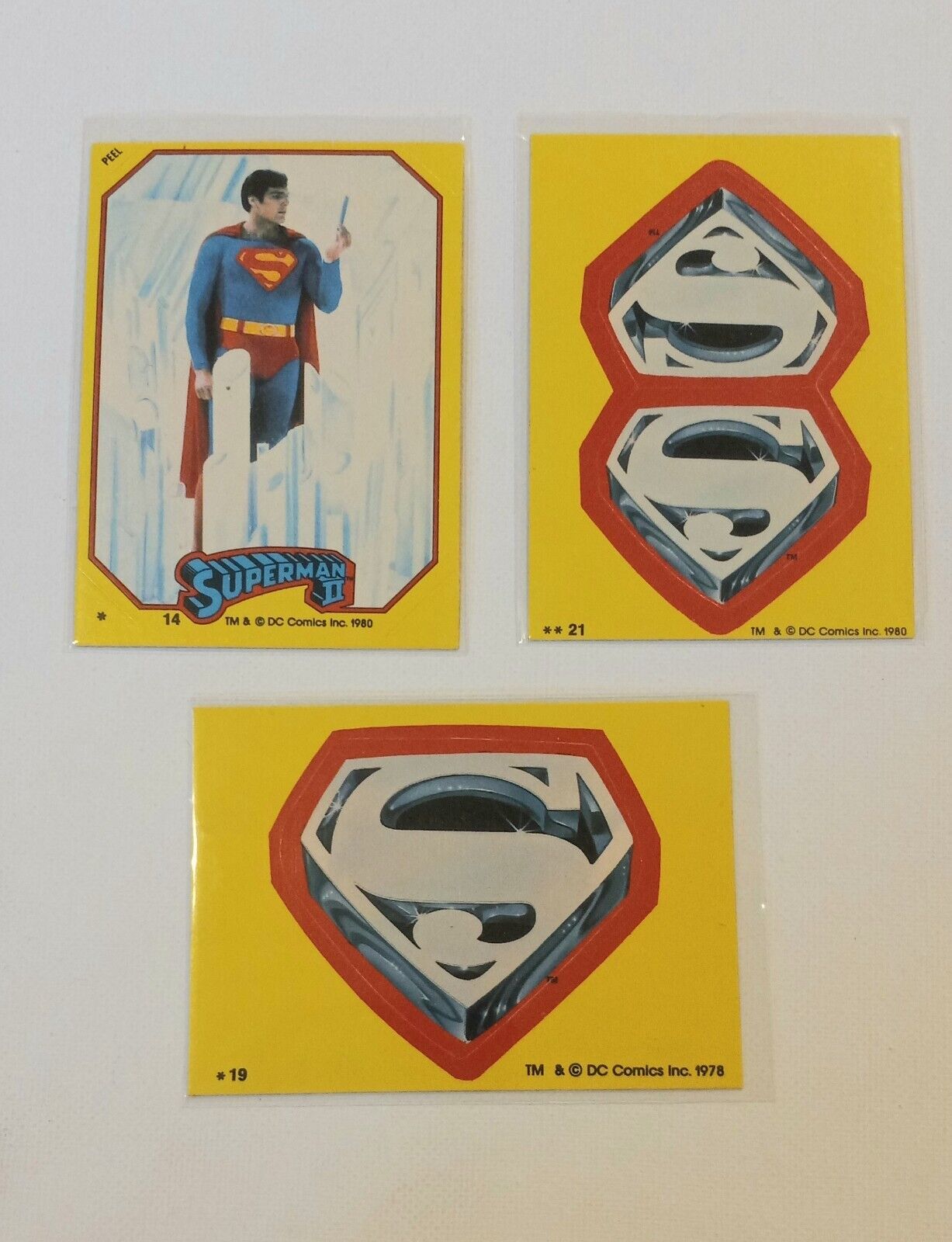 3x Superman 2  1980 Topps Stickers Card Lot Vintage