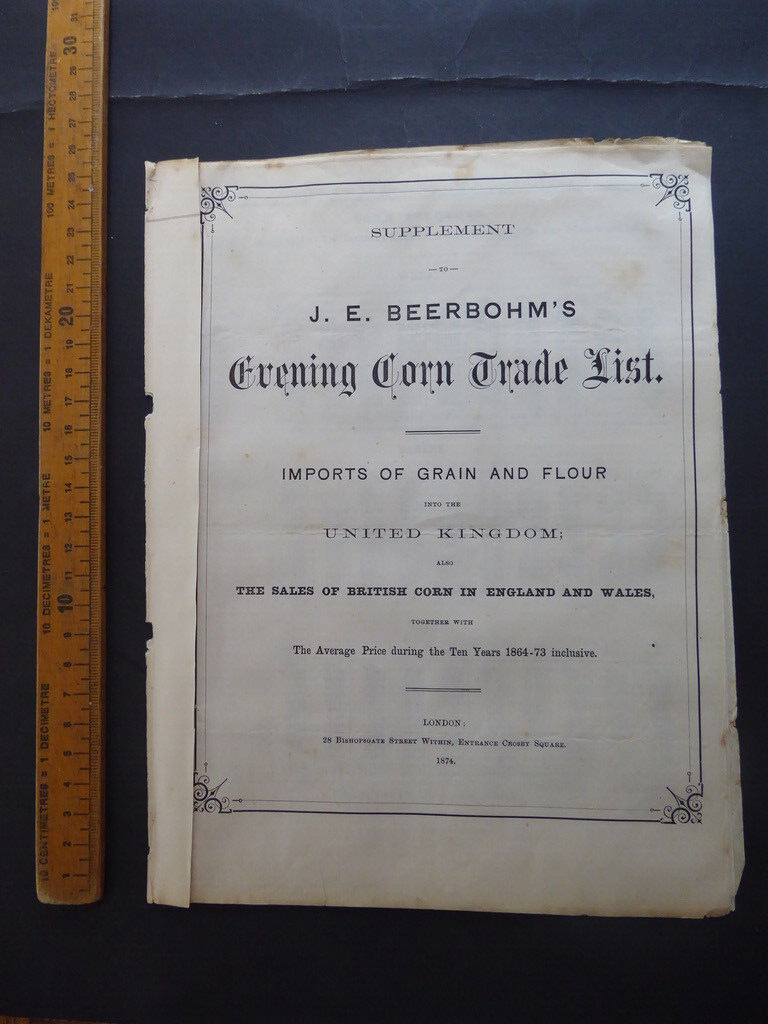 1874 J E Beerbohm's Evening Corn Trade List Ten Years 1864-1873 British Corn