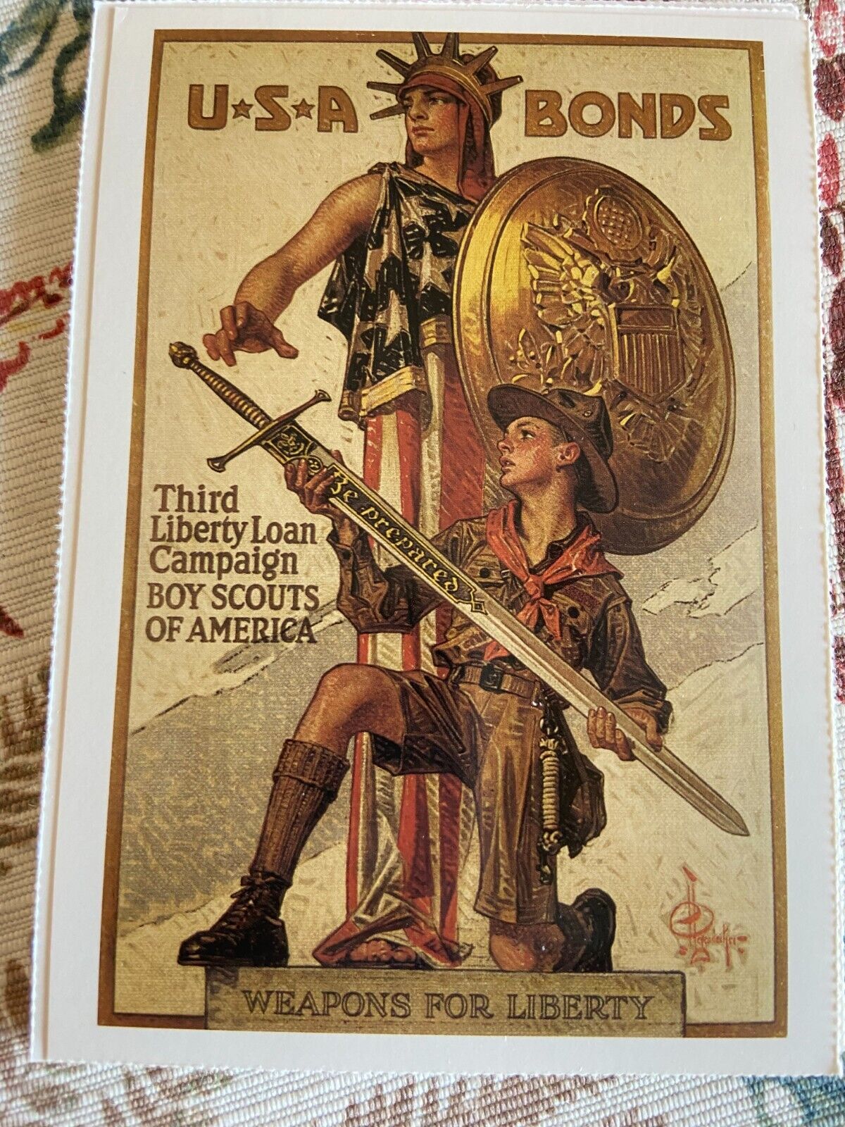 vintage postcard WWI propaganda WW1 third liberty buy bonds Boy Scouts