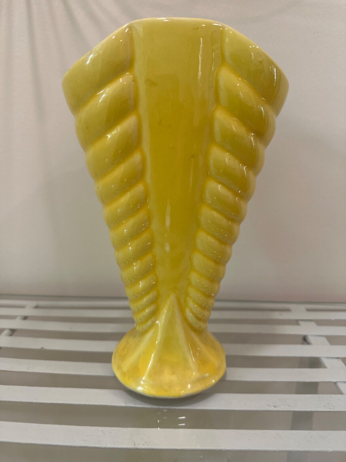 Vintage Art Deco Yellow Ceramic Vase