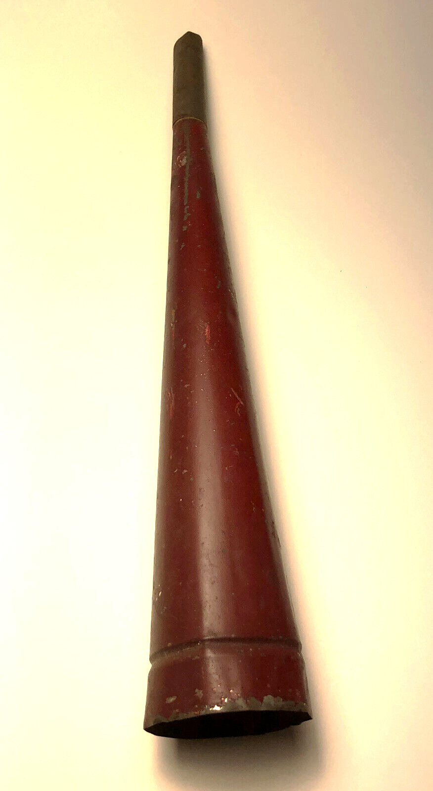 Rare Antique Primitive Tin Horn 19th c. American Folk Art Parade Horn Red Works
