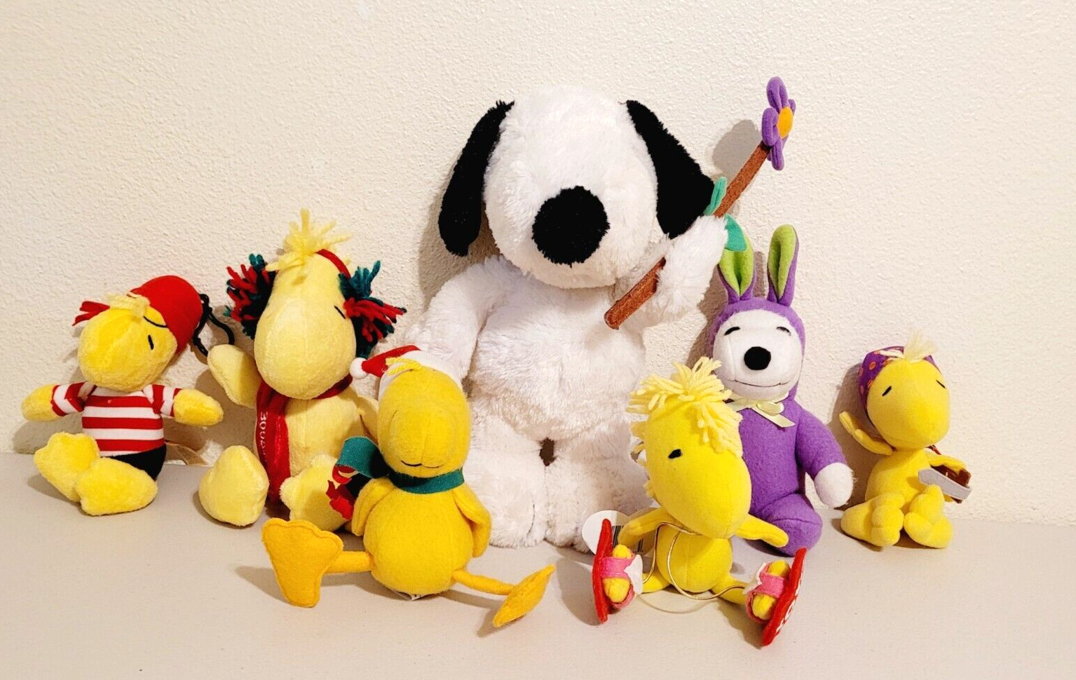 7 Piece Lot Peanuts SNOOPY and WOODSTOCK Christmas Easter Pirate Stuffed Plush