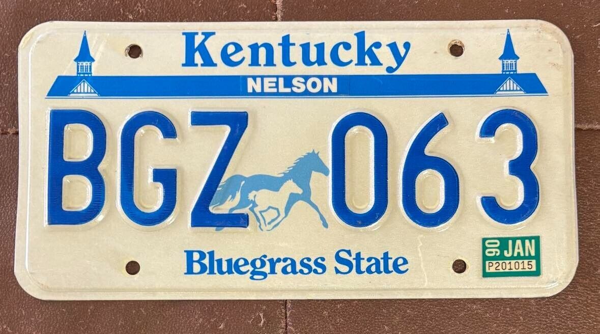 Kentucky 1990 NELSON COUNTY License Plate SUPERB QUALITY # BGZ 063