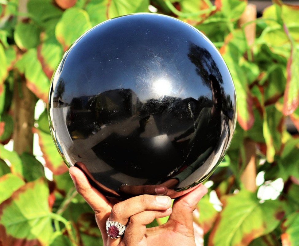 Huge 150MM 15CM Natural Black Glass Obsidian Rock Crystal Glass Ball Healing