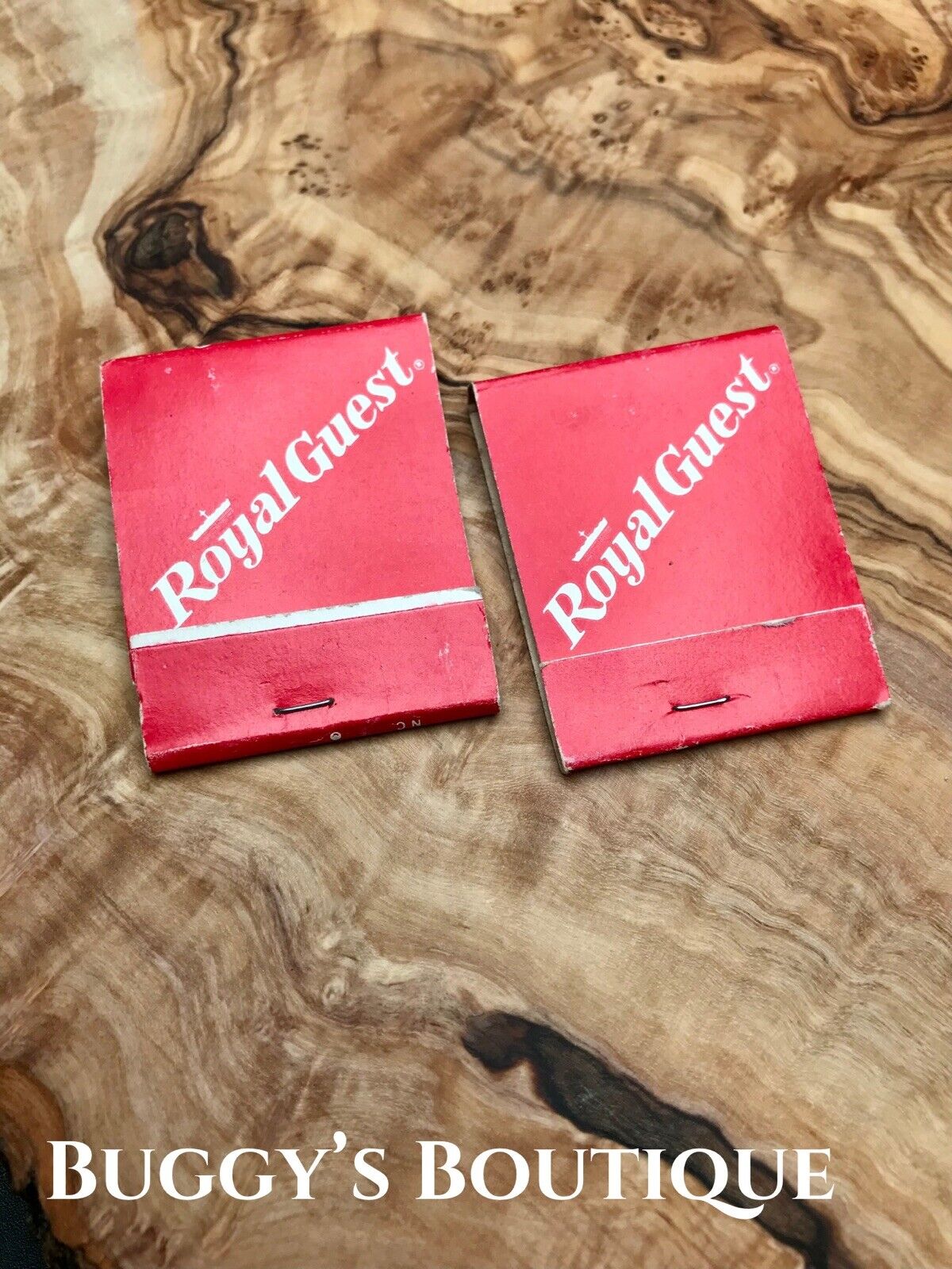 Vintage Matches Set Of 2 Royal Guest Matchbook Red Black
