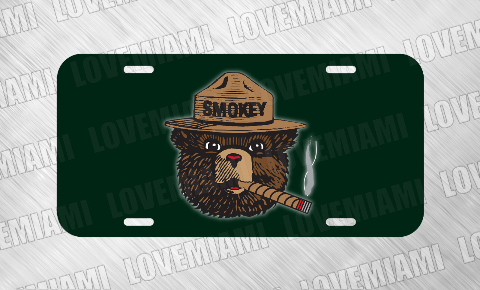 Smokey The Bear Smoking Cigar USA Parks License Plate Auto Car Tag 