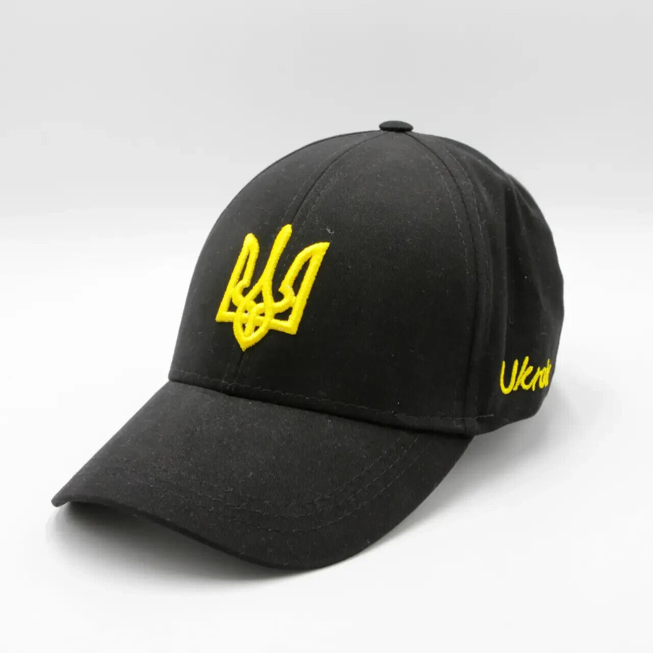 Baseball with a yellow Trident, cap for summer size 58, black baseball cap with