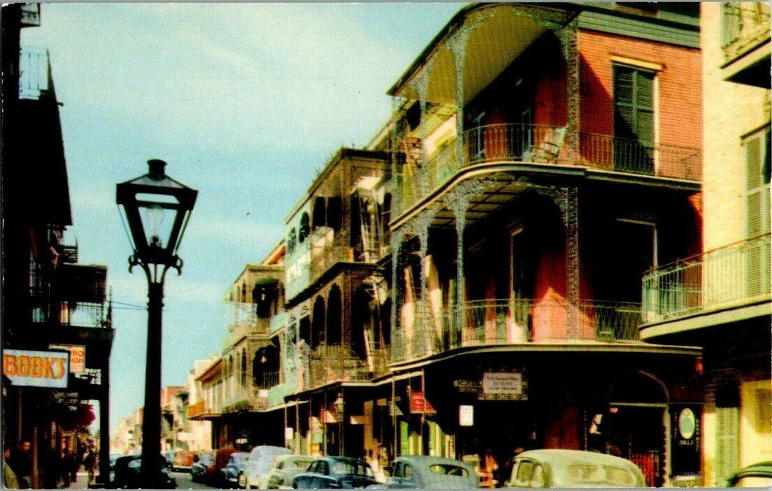 Postcard~New Orleans Louisiana Saint Peter Street~Street View~Vintage Cars~c1958