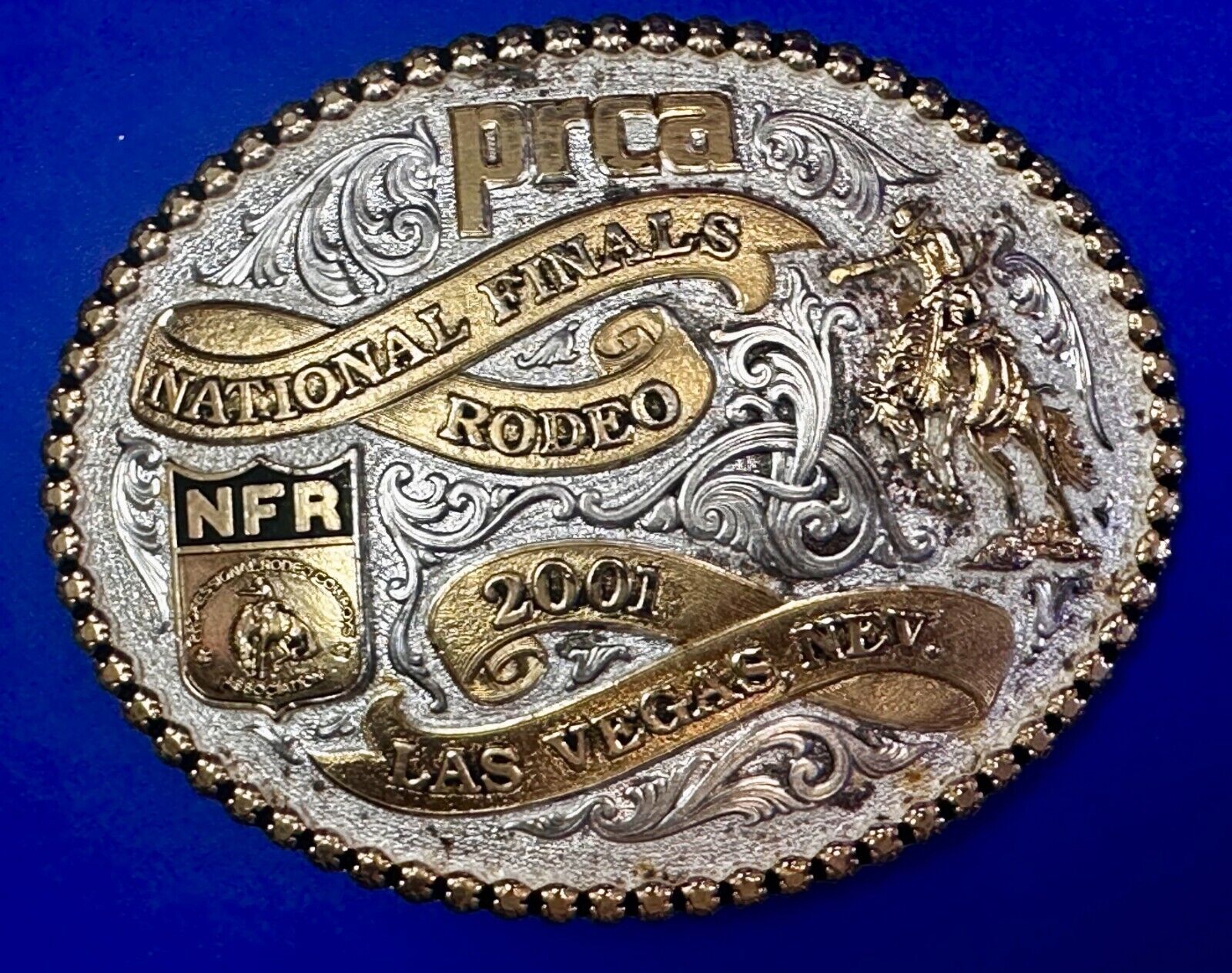 PRCA National Finals Rodeo NFR Las Vegas 2001 Montana Silversmiths Belt Buckle