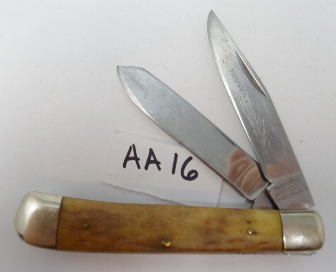 Vintage PARKER-IMAI Cutlery Co Trapper 1 1981-4 Eagle Brand Stag Pocket Knife