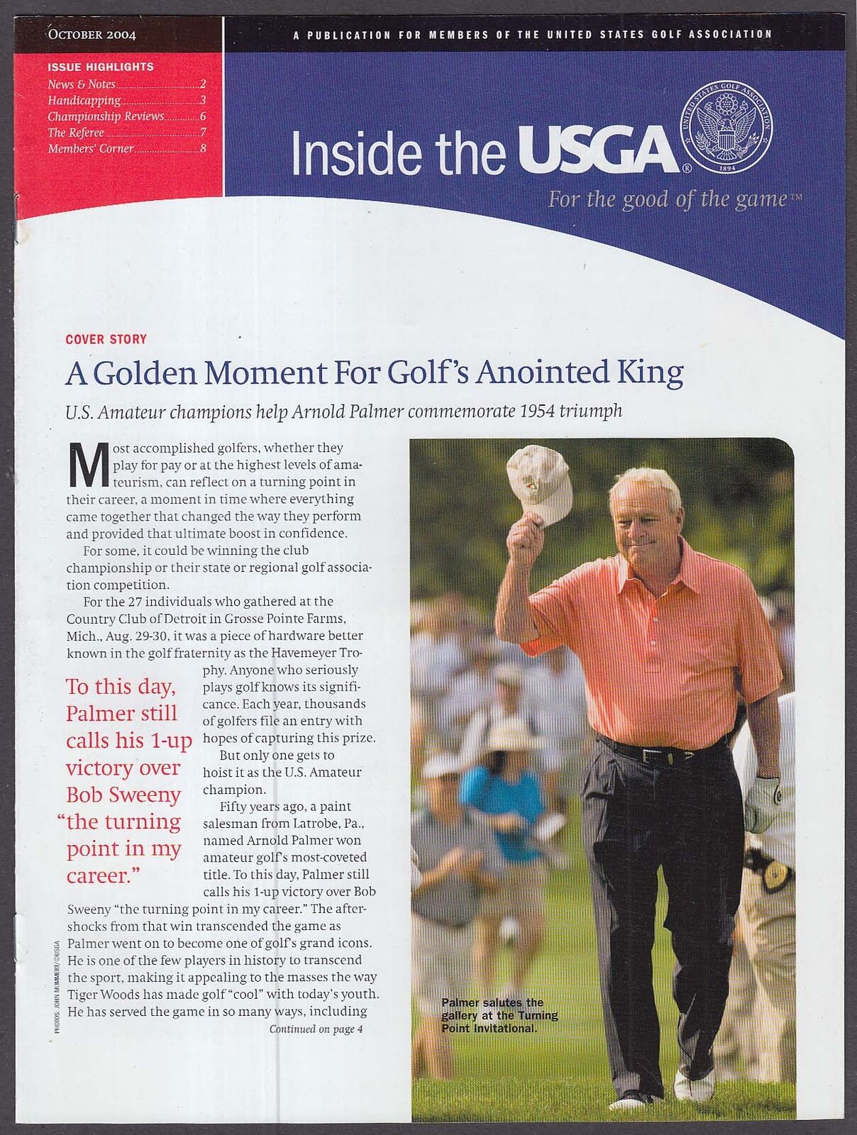 Inside the USGA Members Publication: Arnold Palmer + 10 2004