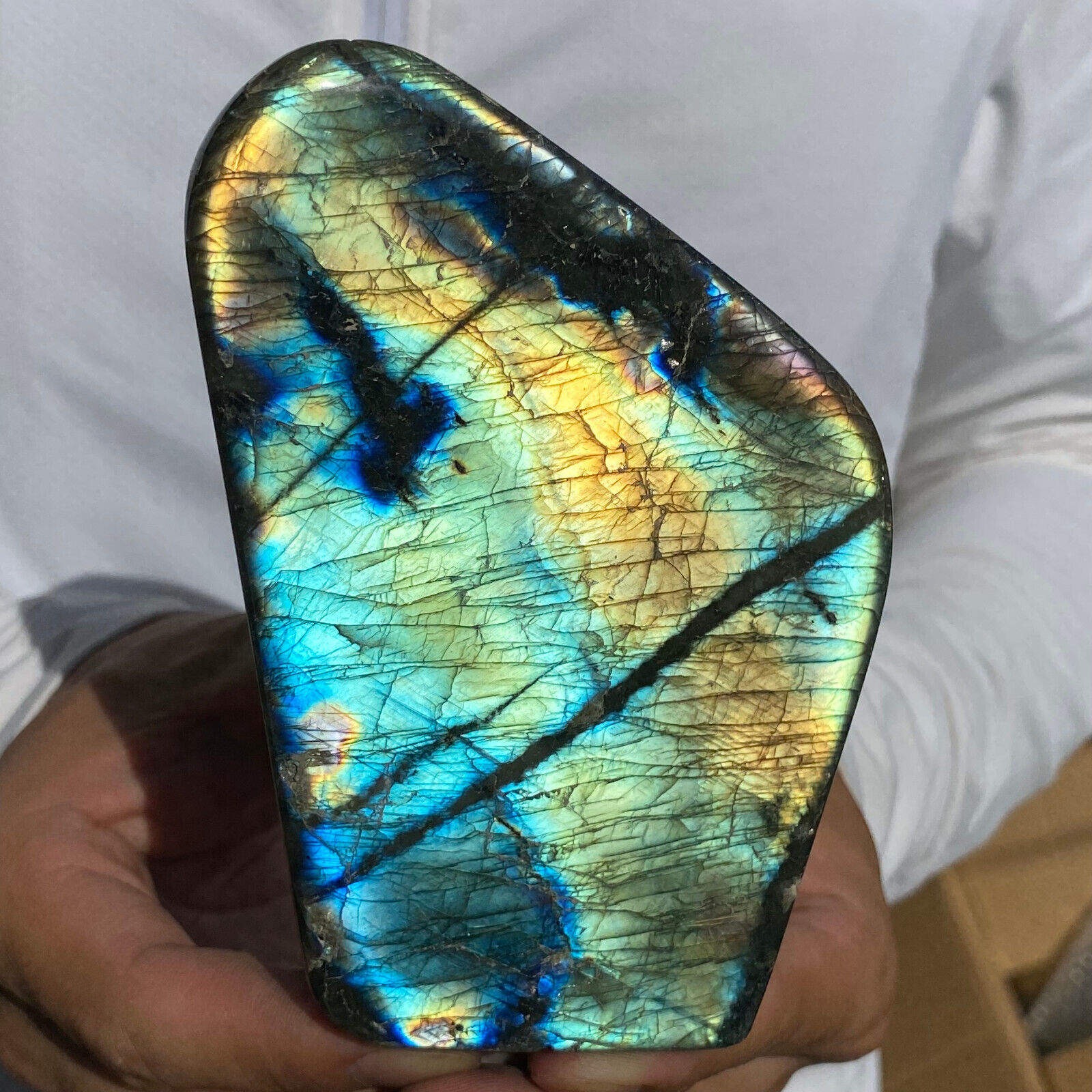 1.6lb Natural Labradorite Quartz Crystal Freeform Mineral Specimen Healing