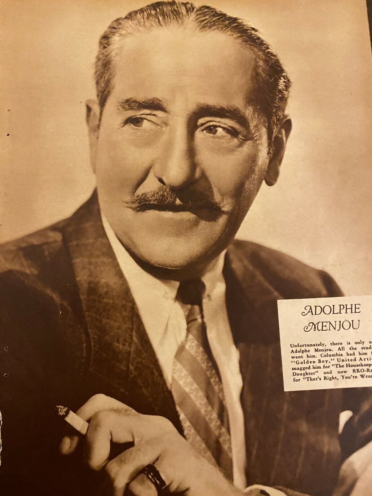Adolphe Menjou, Judith Barrett, Double Full Page Vintage Pinup