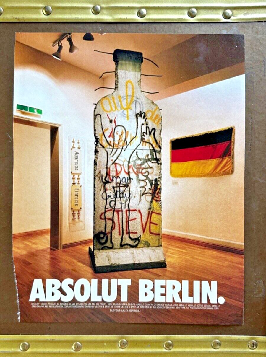 Vintage ABSOLUT Vodka BERLIN 1990s fashion art magazine ad Berlin Wall