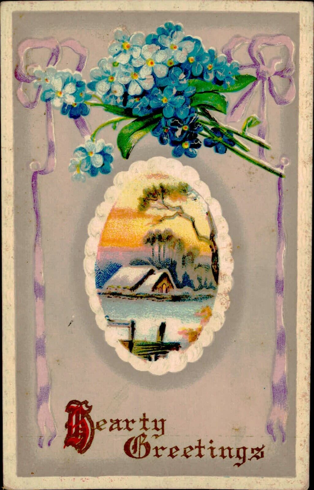 Postcard Holiday Hearty Greetings Embossed Divided Back Posted circa 1910