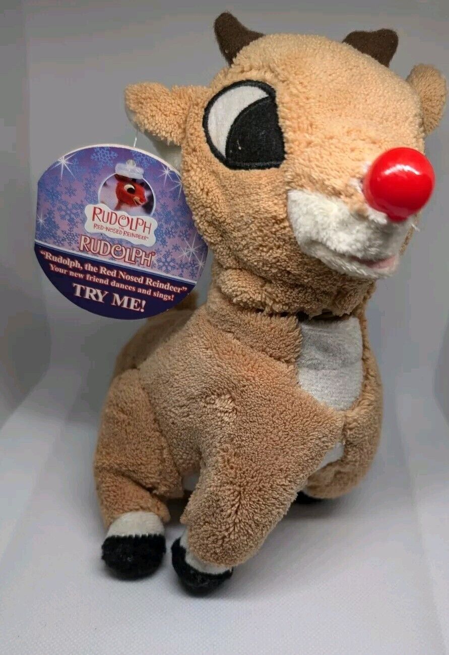 Gemmy Rudolph The Red Nosed Reindeer Plush Singing Animated Works Great