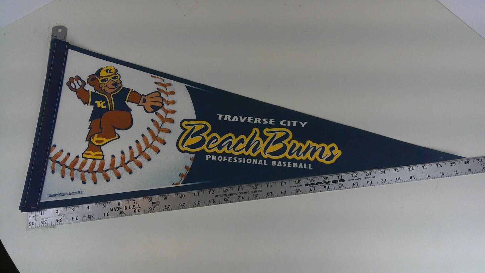Vintage Traverse City Beach Bums Professional Baseball Related Pennant   BIS