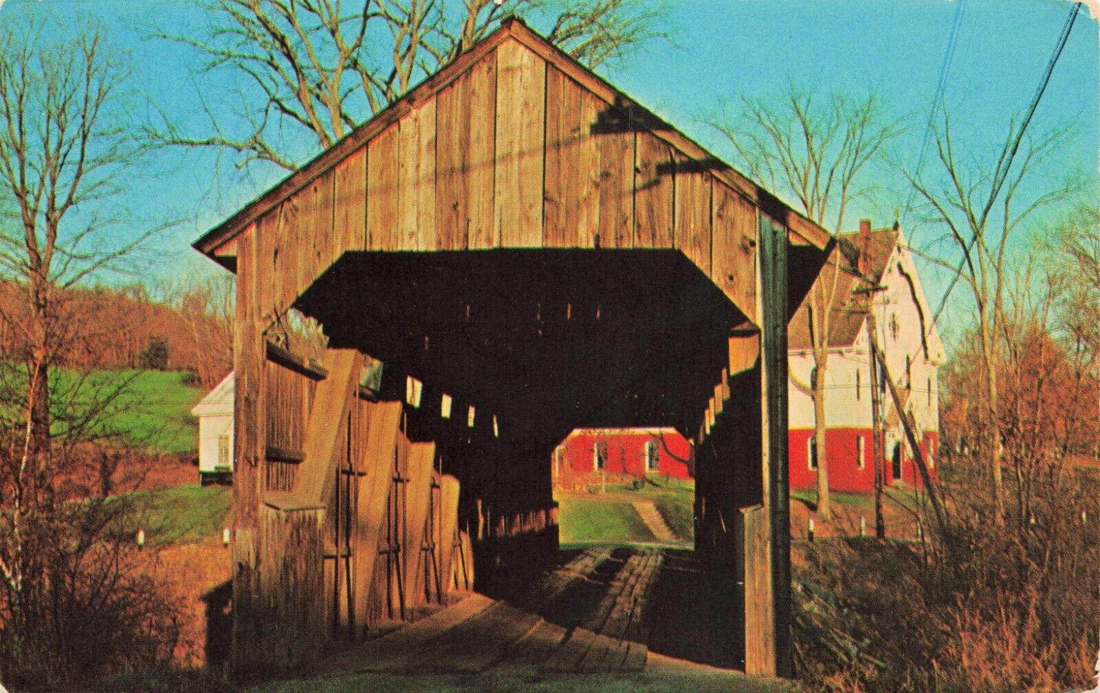 Postcard Conway Covered Bridge over South River, Conway, Massachusetts MA VTG