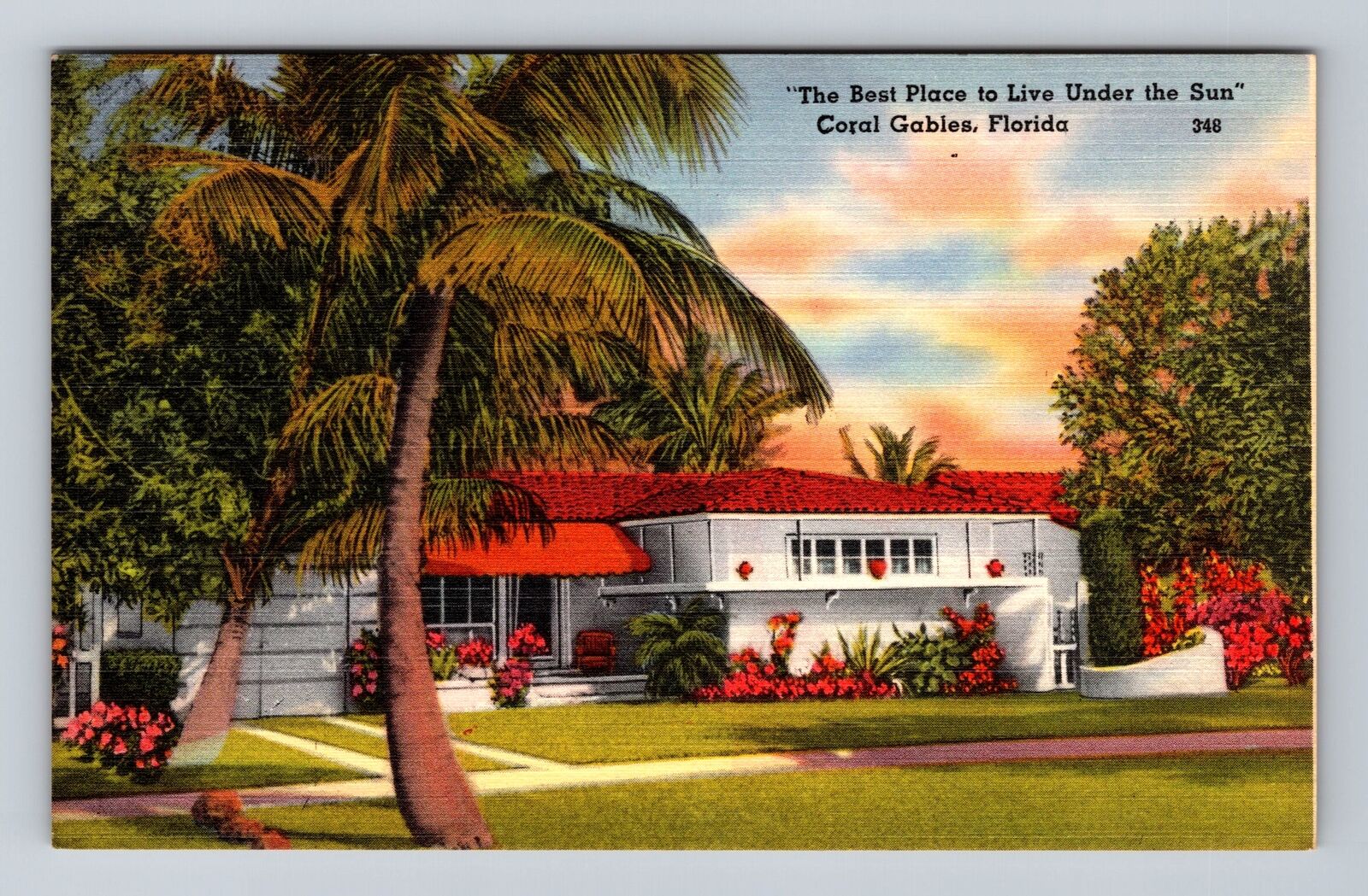 Coral Gables FL-Florida, Suburb of Miami, Residential Homes, Vintage Postcard