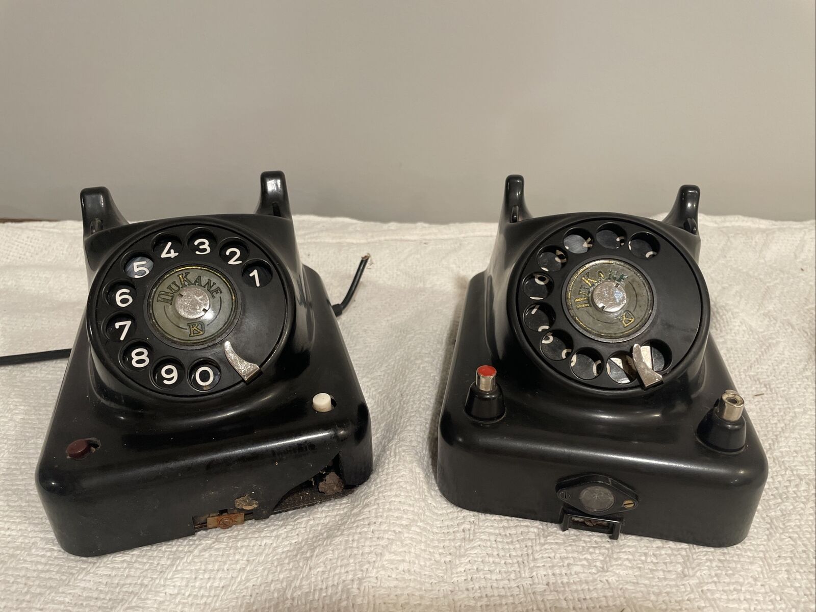 Lot Of TWO Vintage 1955-56 DuKane Rotary Bakelite Telephones *FOR PARTS*