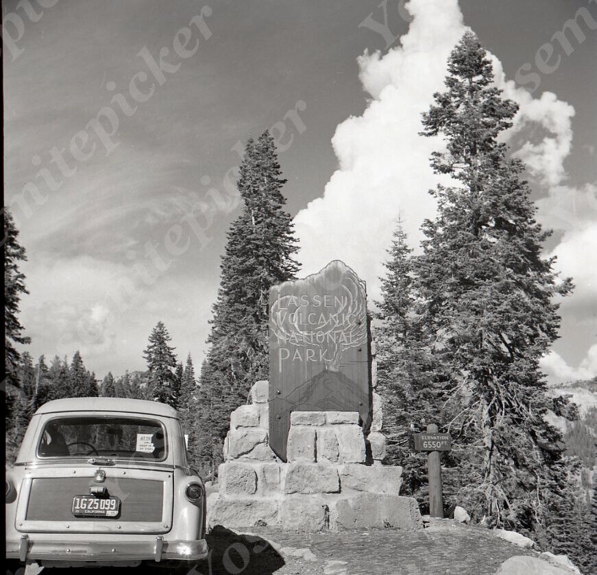 a19 Original Negative 1960\'s Lassen Volcanic Oark Ford Woody wagon  010a