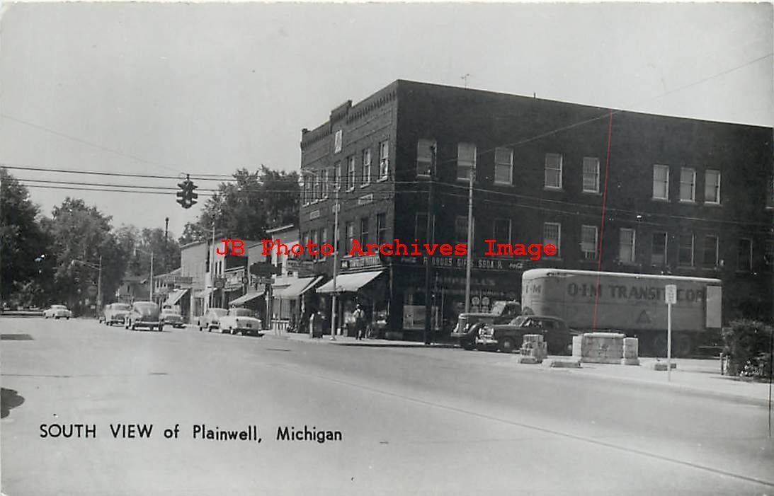MI, Plainwell, Michigan, RPPC, Street Scene, South View, Michigan Card Photo