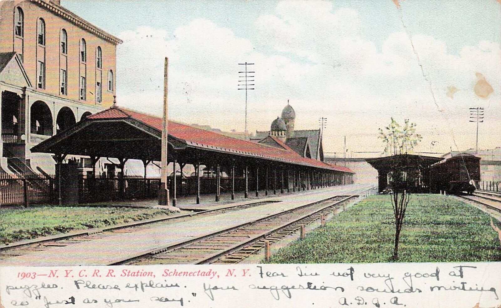 Schenectady NY Train Railroad Depot Station 1903 Vtg Postcard E3