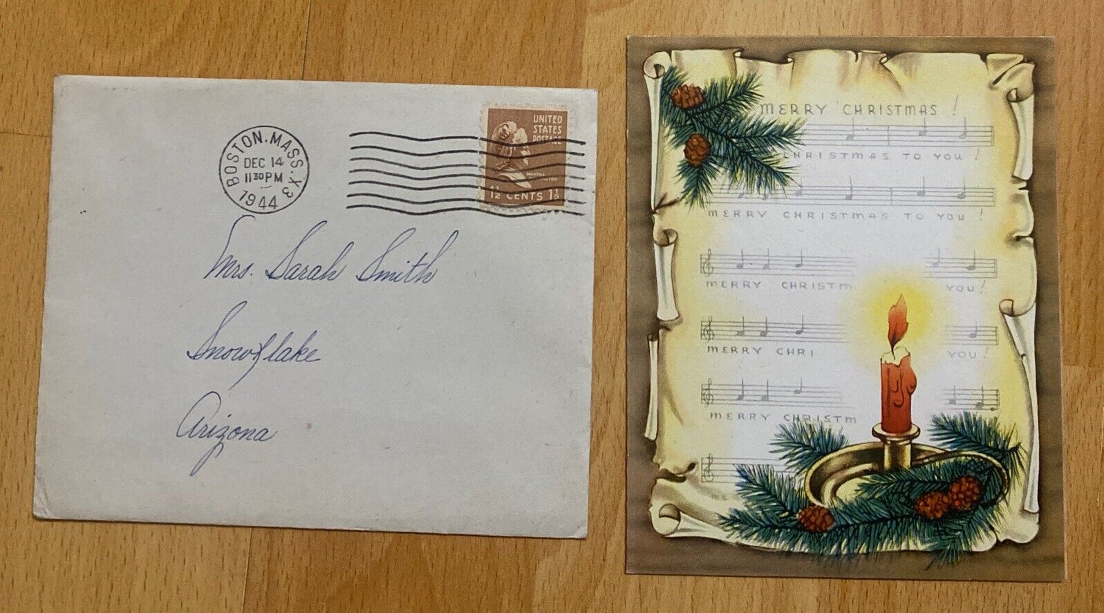 Vintage 1944 Christmas Card \