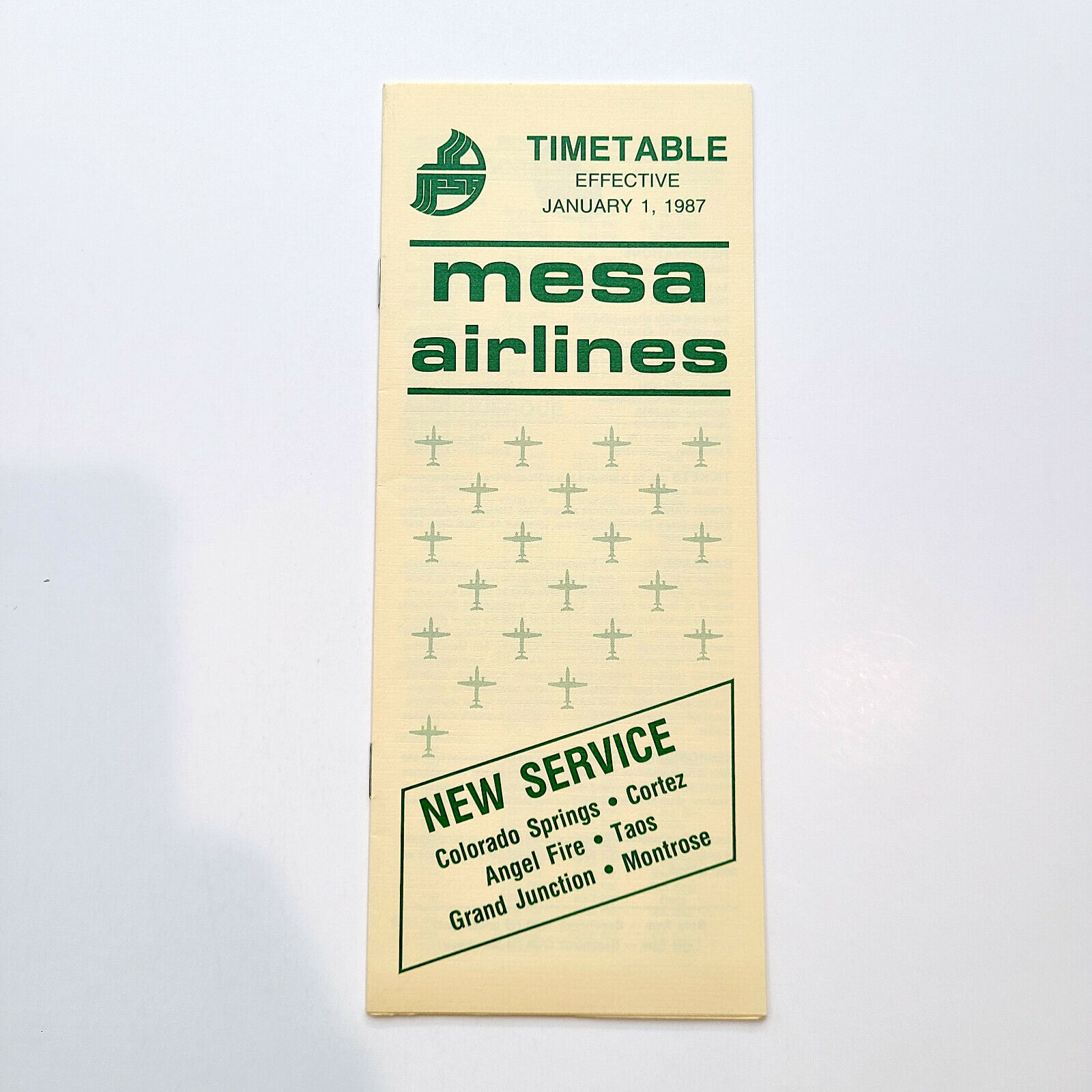 1987 Mesa Airlines Vintage Time Table Albuquerque New Mexico Beechcraft Airplane