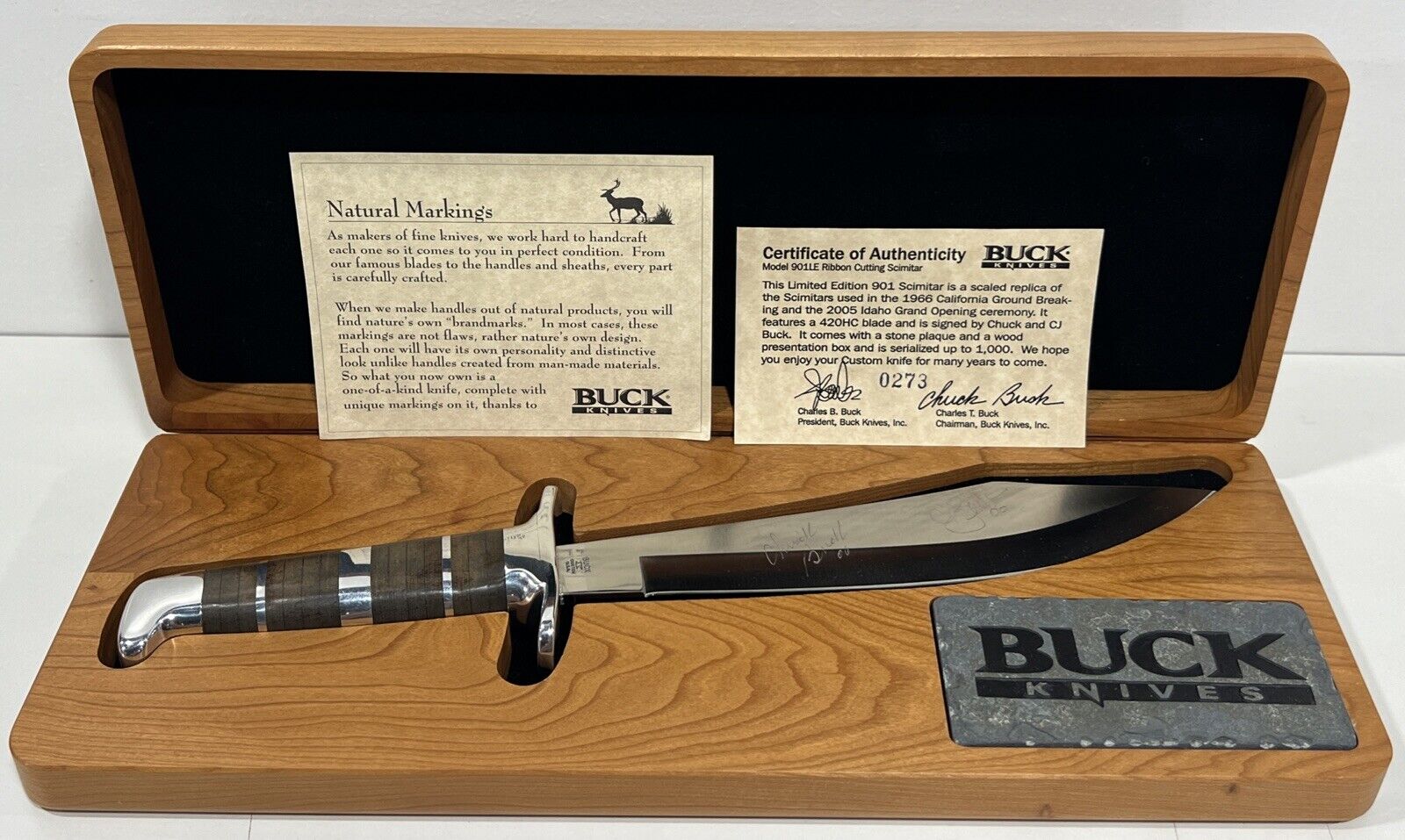 Buck Custom Knife 901LE Ribbon Cutting Scimitar Signed Blade Limited 273/1000