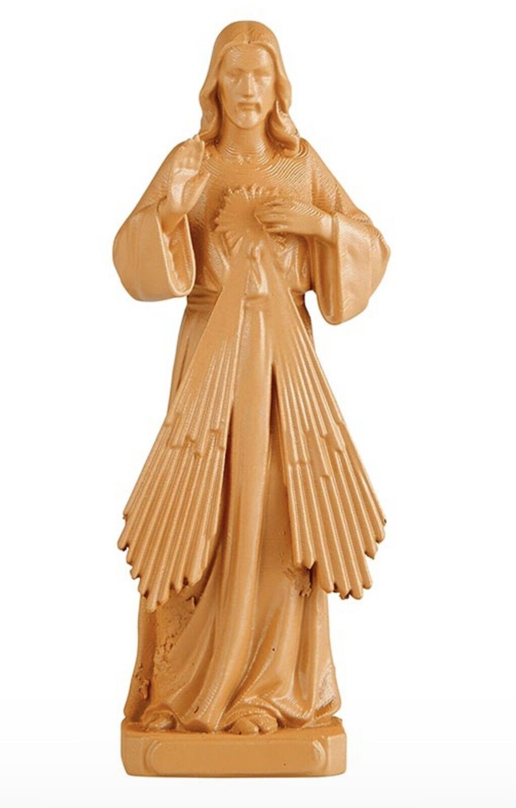 DIVINE MERCY LORD Jesus Christ VINTAGE TAN STATUE - 4” Resin Made Standing