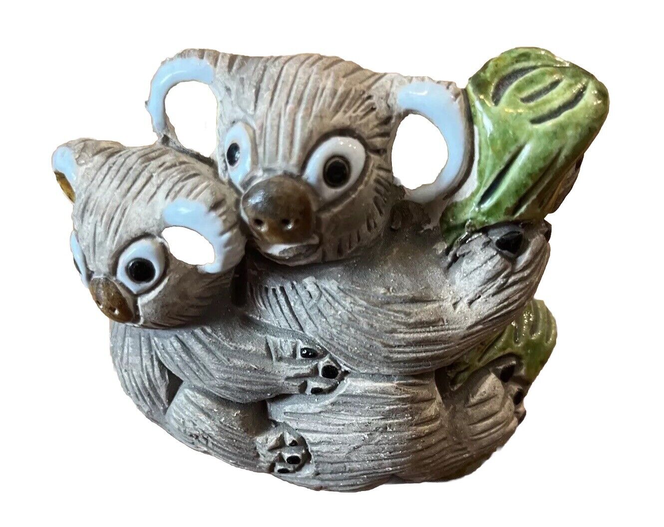 Ceramic Figurine koala bear Brown With Baby