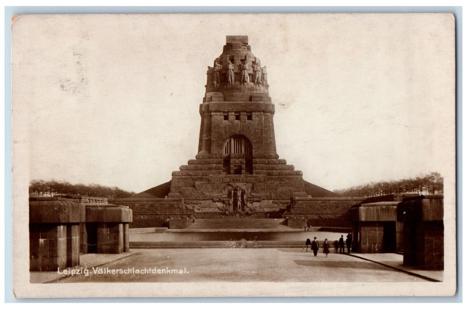Leipzig Saxony Germany Postcard Völkerschlacht Monument 1928 Vintage RPPC Photo