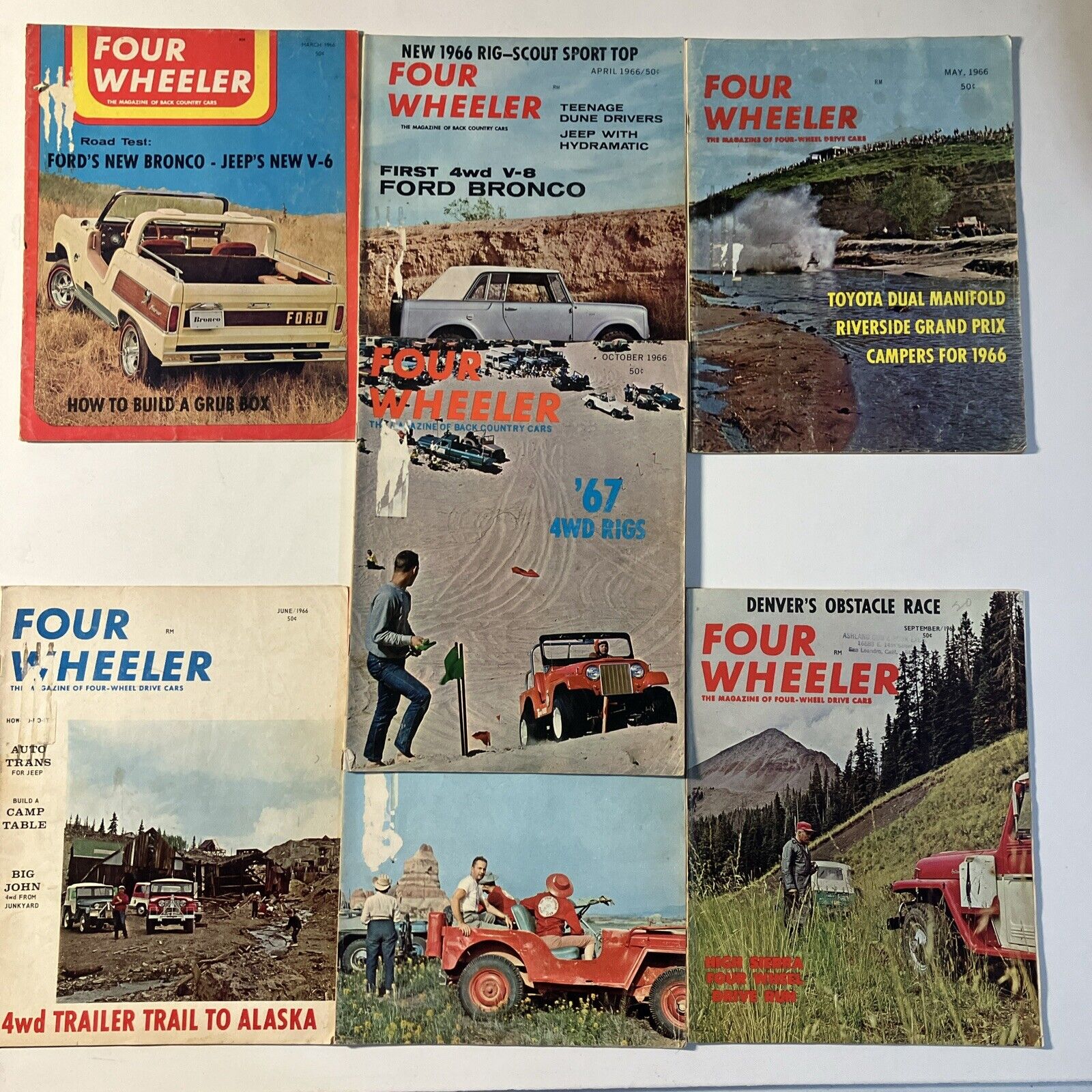 1966 Four Wheeler Magazine Lot Of 7 March-July Sept October Ford Bronco Jeep V8