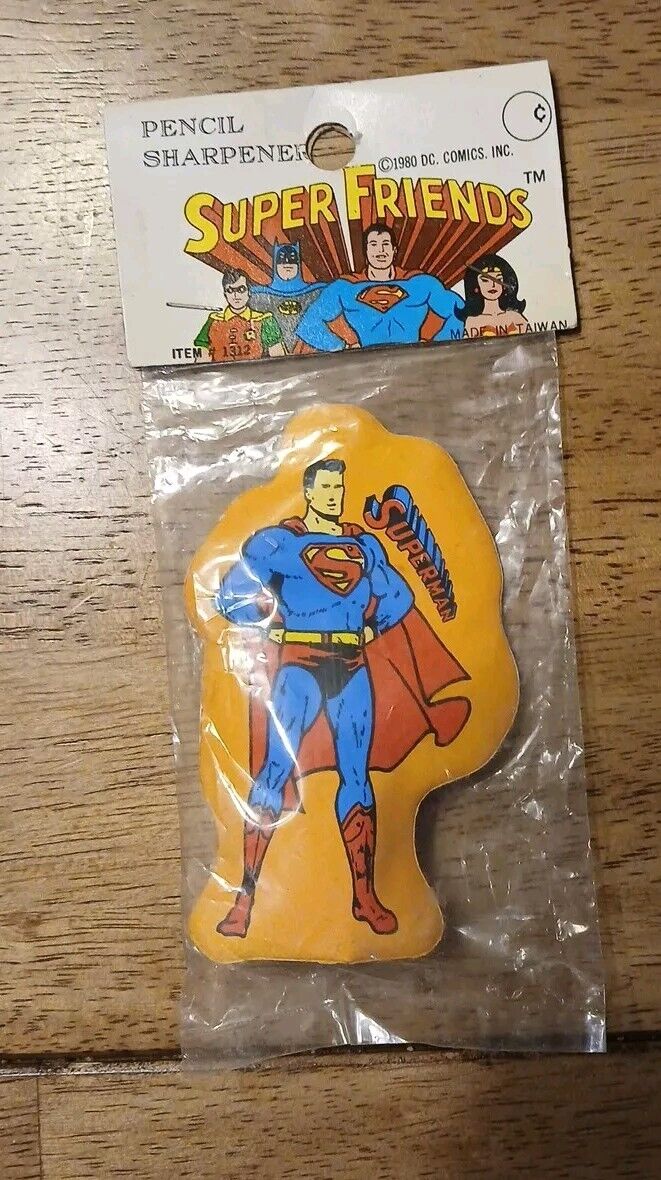 Vintage 1980 Superman Super Friends Pencil Sharpener Sealed DC Comics 