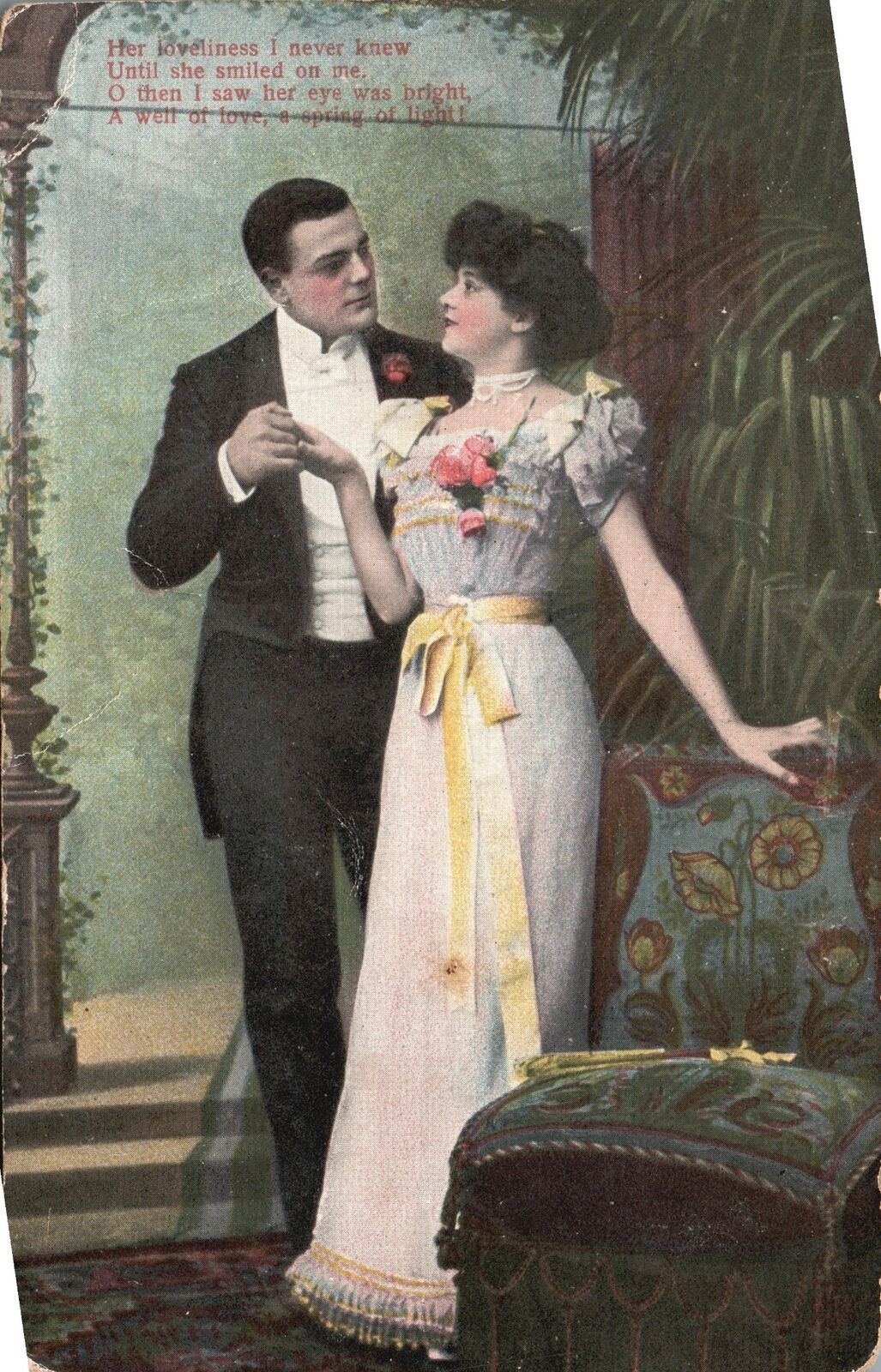 Vintage Postcard 1908 Lovers Couple Dating Courting Sweet Romance