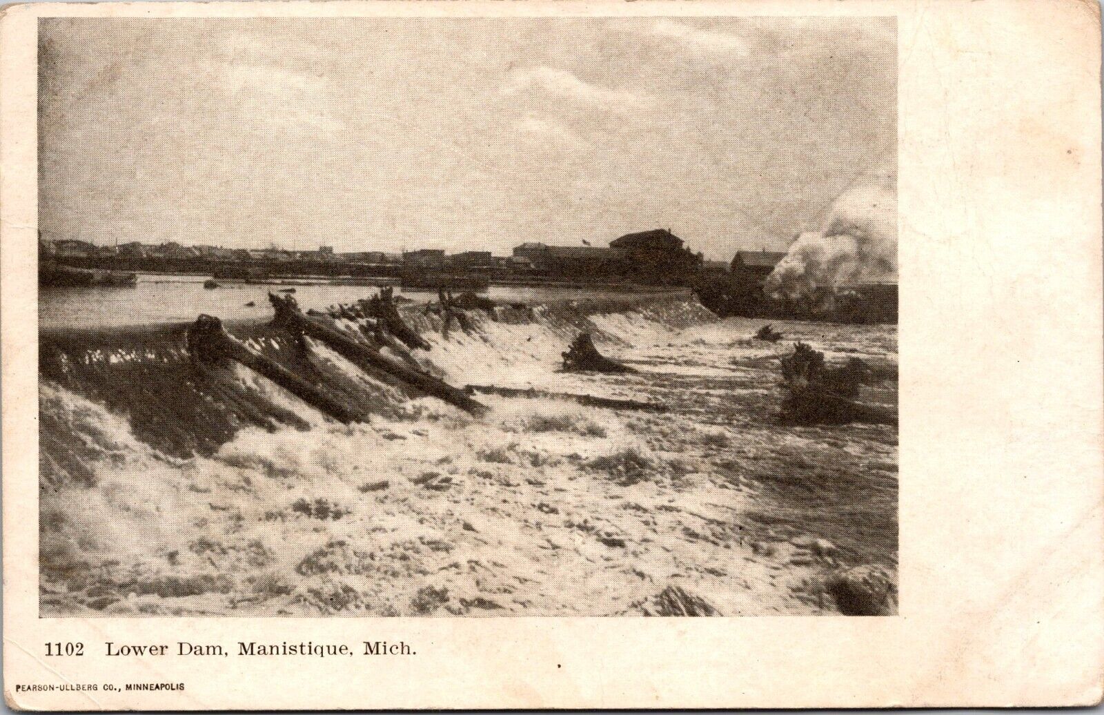 Manistique Michigan Lower Dam Postcard # 1102