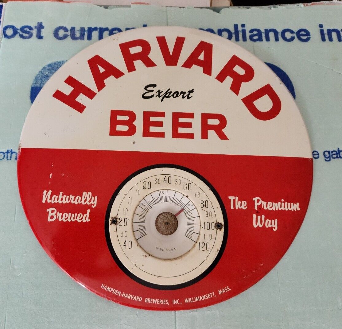Vintage Harvard Export Beer Sign Tin Advertising Thermometer Mass 