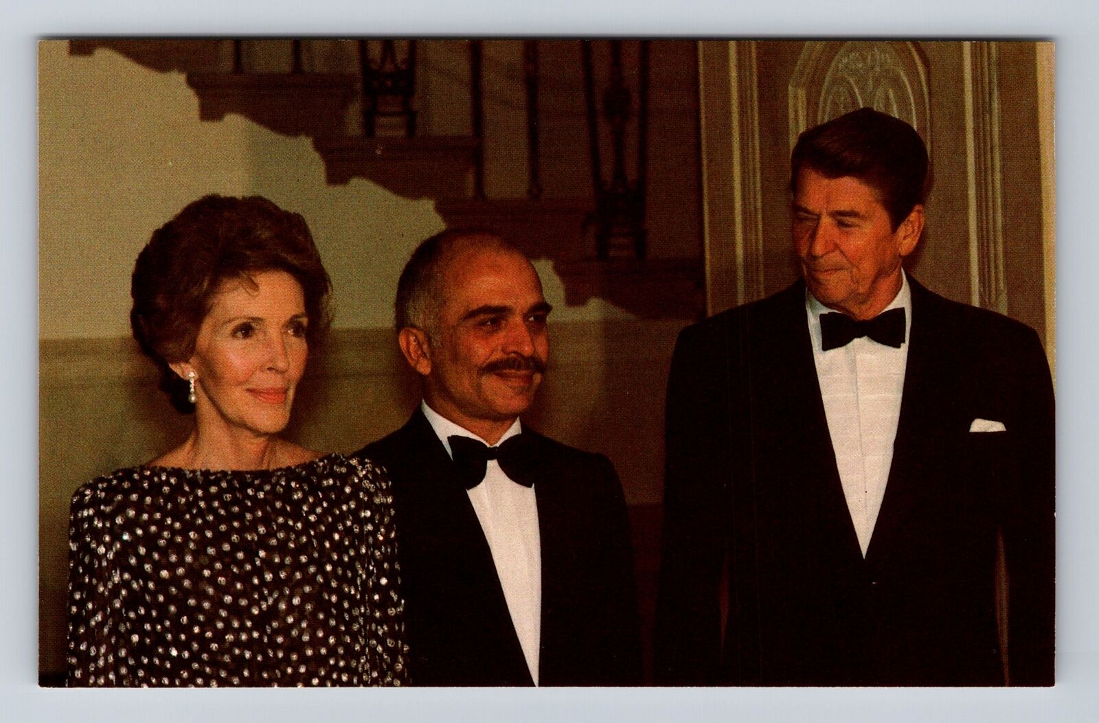 Washington DC, King Hussein, Nancy and Ronald Reagan, Antique Vintage Postcard
