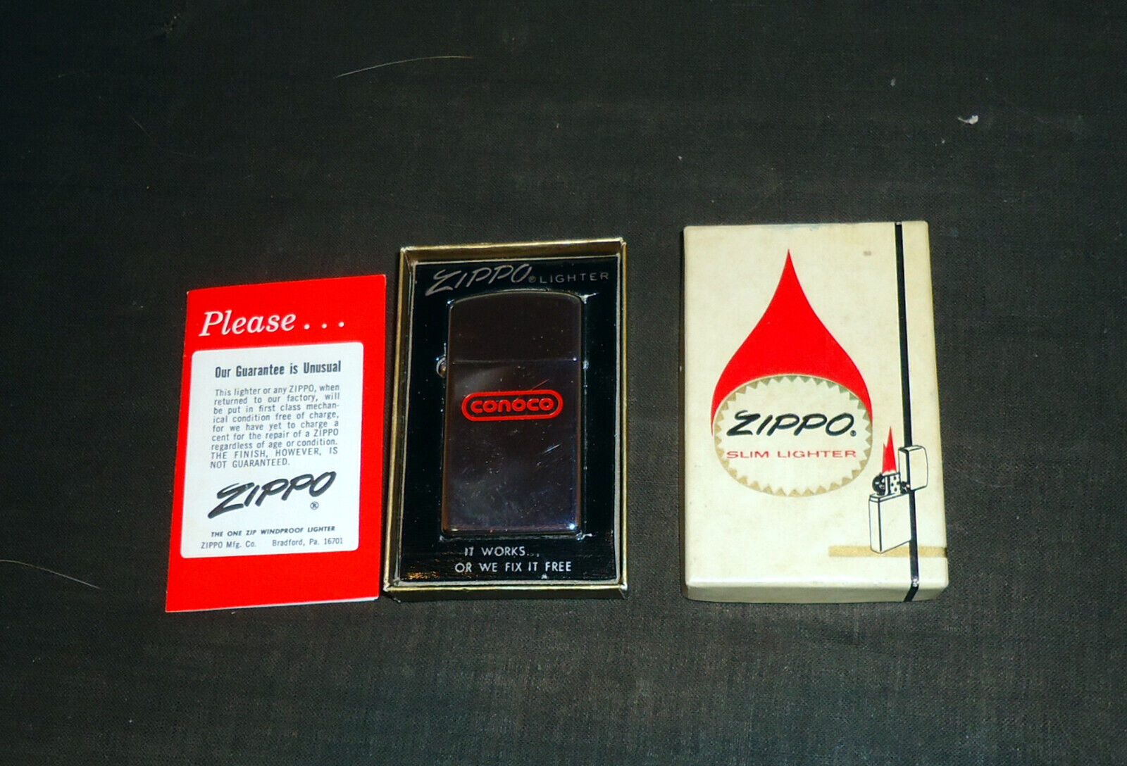 1974 New Old Zippo Advertising Lighter Conoco Gas and Oil n Box