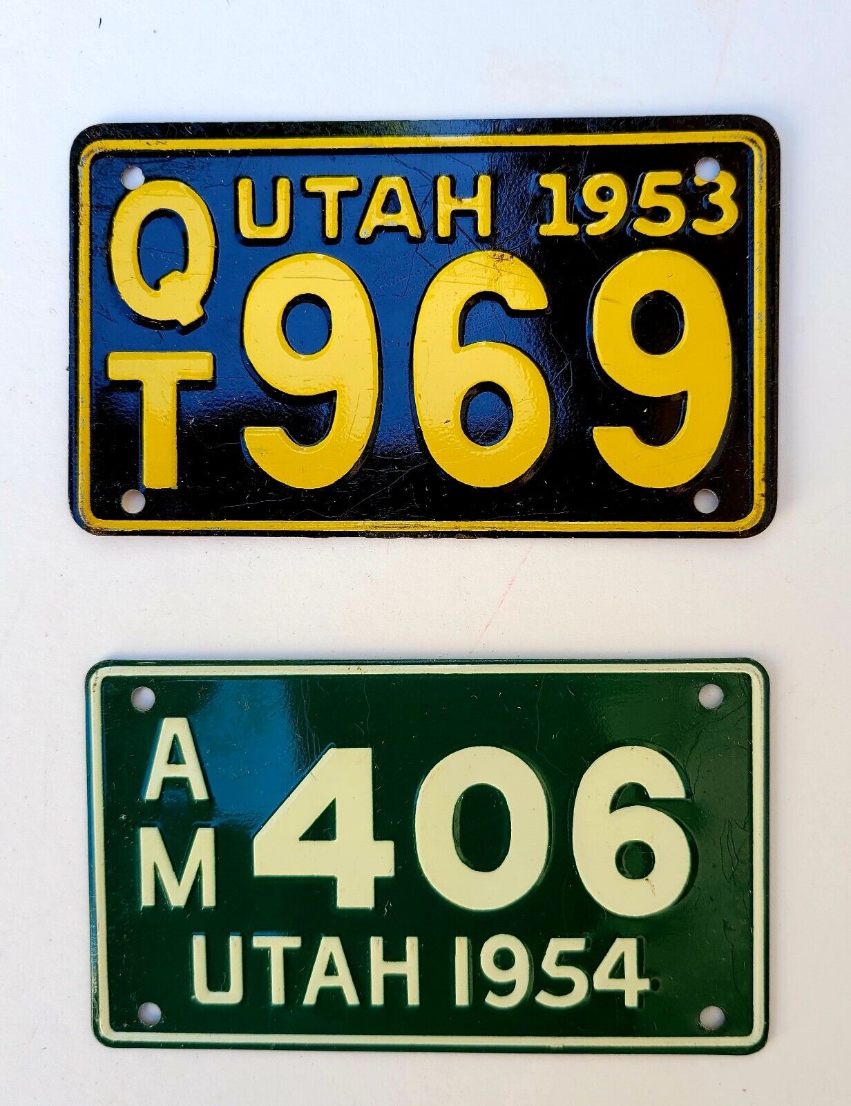 Vintage Wheaties' bike plates: 1954 Utah And 1953 Utah VGC