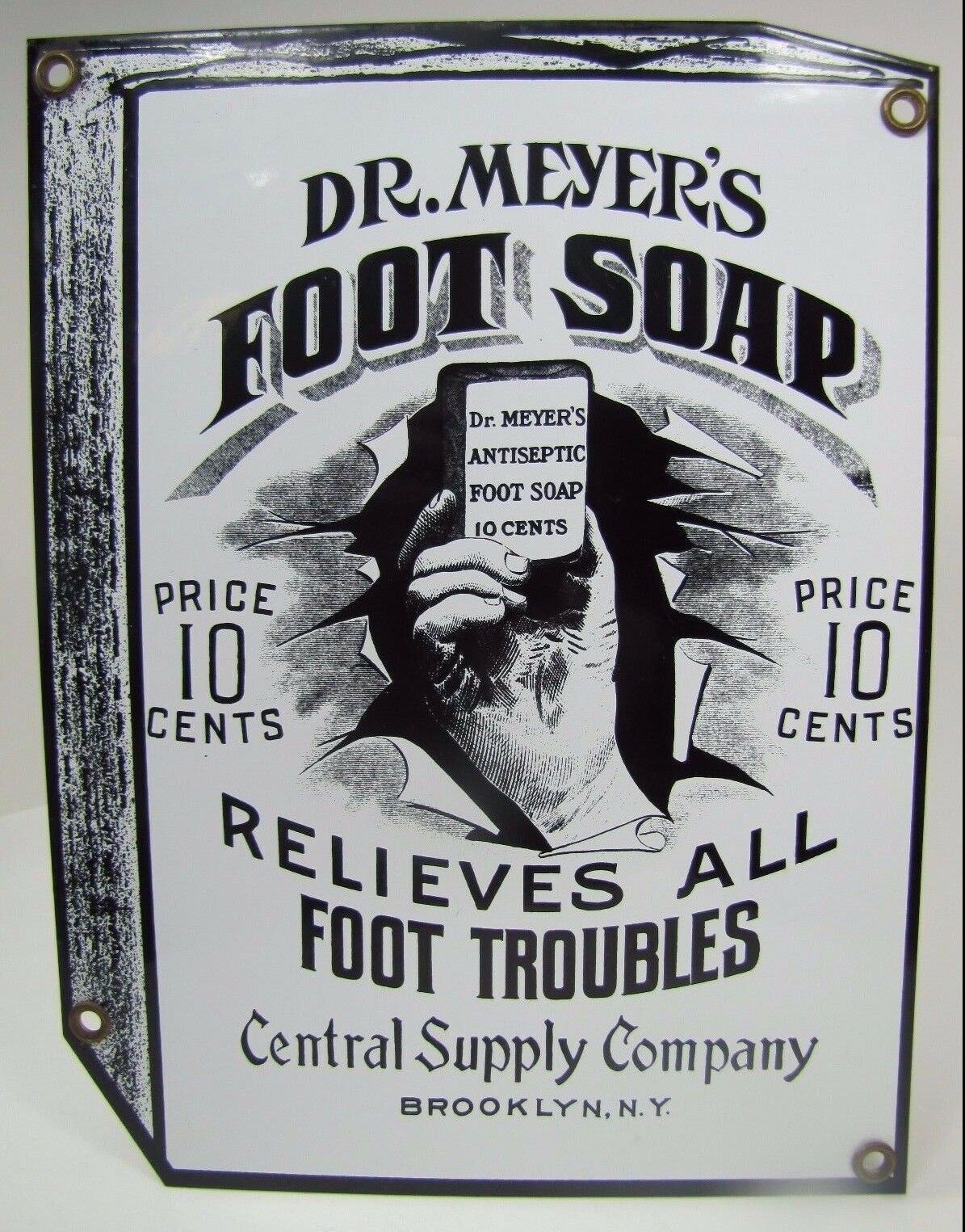 DR MEYER\'S FOOT SOAP Porcelain Ad Sign Quack Medicine CENTRAL SUPPLY BROOKLYN NY
